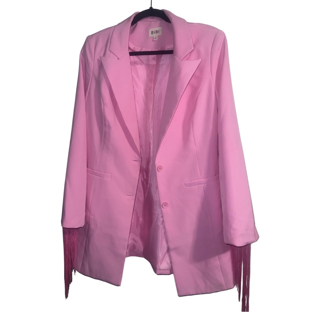 Bibi Pink Fringe Blazer Sz L